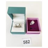 SHABOOL STERLING SILVER RING SIZE 8 PEARL CENTER