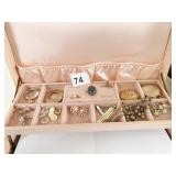 MISC JEWELRY BOX ITEMS CIRCLE PINS EARRINGS LION