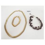 BEADED CHOKER NECKLACE GOLD TONE STAINLESS STEEL