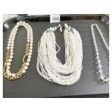 PEARL NECKLACE SINGLE STRAND CUT GLASS BEADED