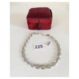 CROWN TRIFARI SILVER TONE AND RHINESTONE NECKLACE