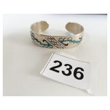 SILVER INLAY CUFF BRACELET SEE PHOTO FOR MARKING