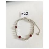 CLEAR GLASS RHINESTONE BRACELET WITH THREE RED