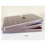 THREE CLEAR PLASTIC ORGANIZER BOXES WITH