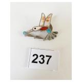 SILVER INLAY HUMMINGBIRD PIN NO MARK