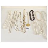 GROUP OF NECKLACES PEARLS GOLD TONE PENDANT