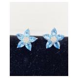 14K GOLD BLUE STONE POSSIBLY TOPAZ OR SAPPHIRE