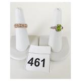 SILVER 925 RINGS ROSE GOLD AND SILVER WITH GREEN