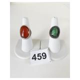 SILVER RINGS TURQUOISE AND CARNELIAN SIZE 6.5