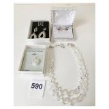 CRYSTAL BEAD NECKLACE INC CARDED EARRINGS BOXED