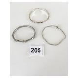 THREE SILVER TONE BRACELETS ONE BRIGHTON WITH