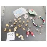 STAINED GLASS LEAF PIN WITH LADYBUG CRYSTAL