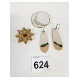 STAR BUTTON COVER HANDMADE CLAY PIN EARRINGS