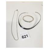 STERLING SILVER CHOKER CHAIN NECKLACE 17" LONG