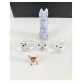FACETED CRYSTAL CUT ANIMAL FIGURES BIRD CAT BUNNY