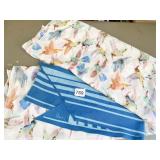 TWO POLYESTER CHIFFON HUMMINGBIRD SCARVES 58" X