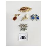 SCARAB BEETLE PIN FLOWER PIN BLUE THERMOSET