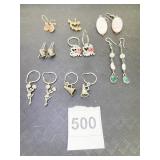 GROUP OF SMALL EARRINGS SHELL ORANGE GREEN RED