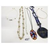 ENAMELED COPPER PENDANT NECKLACE MONET 56" GOLD