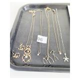 PENDANT NECKLACE EARRING SETS WISHBONE GOLD TONE