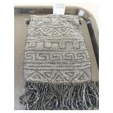 ANTIQUE BLACK BEADED PURSE NO HANDLES SNAP INSIDE