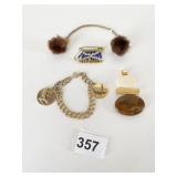 AVON PENDANT WITH BROWN STONE GOLD BAR MINK