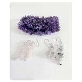 AMETHYST CHIP STRETCH BRACELET TWO PAIR STONE