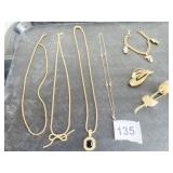 GOLD TONE CHAIN NECKLACES PINS SNOOPY CHARM