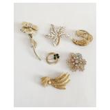 PIN GROUP GOLD TONE SILVER TONE FLOWER SHAMROCK