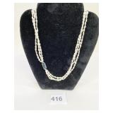 FRESHWATER PEARL NECKLACE TRIPLE STRAND BLUE