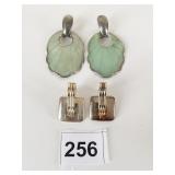 GREEN SHELL EARRINGS STERLING SILVER SQUARE WITH