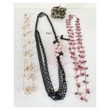 MIXIT BLACK METAL NECKLACE PINK PEARLS BLACK