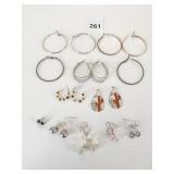 GROUP OF EARRINGS HOOPS PEARL RHINESTONE DROPS