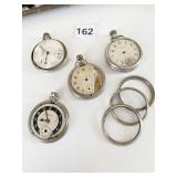 GROUP OF POCKET WATCH CASES FACES ETC.