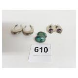 STERLING SILVER EARRINGS WITH AMETHYST AND