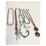 NATURAL RHODONITE STONE CHIP NECKLACE 17" DOUBLE