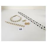 PEARL RHINESTONE NECKLACE BRACELET LISNER