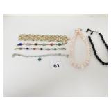 BRACELETS PINK PEARL NECKLACE BLACK BEADED