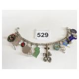 VINTAGE CHARM BRACELET LOADED 14 CHARMS WHEATON