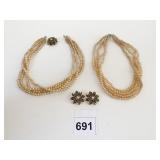 GOLDETTE EARRINGS GLASS FAUX PEARL MULTI STRAND