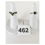 SILVER 925 RINGS SIZE 5 GREEN STONES POSSIBLY