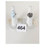 RINGS SILVER 925 SIZE 5 AND 6 BLUE MARBLED STONE