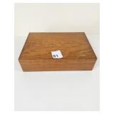 WOOD JEWELRY ORGANIZER BOX HINGED LID 10.5" X 7"