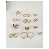 ONE DOZEN ASSORTED GOLD TONE EARRINGS NAPIER