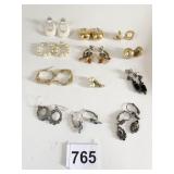 ASSORTED EARRINGS PEARL HOOPS RHINESTONES ENAMEL