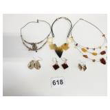 NECKLACES SILVER TONE WITH JASPER BEADS GRADUATED