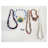 TRIFARI ENAMELED PENDANT NECKLACE WHITE BEADED