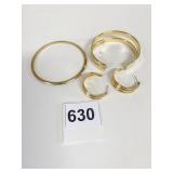 GOLD TONE CUFF BRACELET EARRINGS GOLD TONE BANGLE