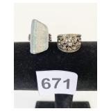 RINGS IRREGULAR SHAPE CRYSTAL 925 SILVER