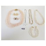 MULTI STRAND CULTURED PEARL NECKLACE AND BRACELET